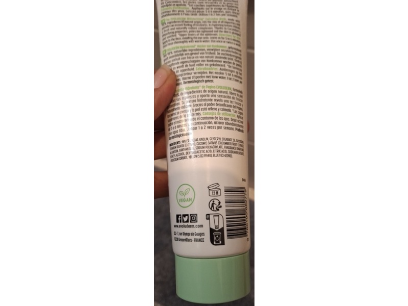 EvoLuderm Moisturizing Mask, Cucumber Refreshes Soothes, 5.3 fl oz/150 g