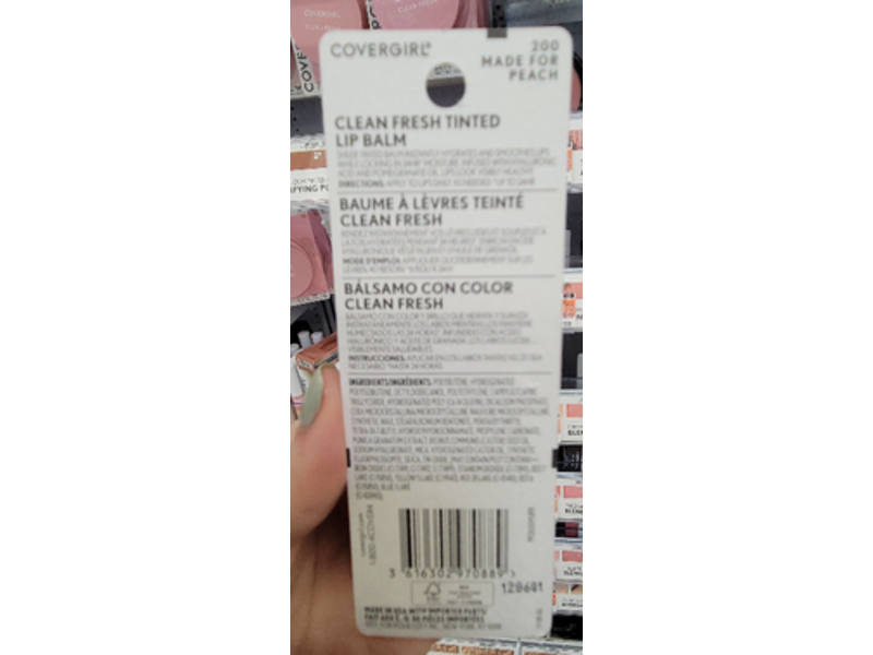 Covergirl Clean Fresh Tinted Lip Balm, 200 Made For Peach, 0.14 oz/4.1 g