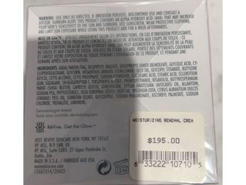 ReVive Moisturizing Renewal Cream, Nightly Retexturizer, 1.7 oz/50 mL