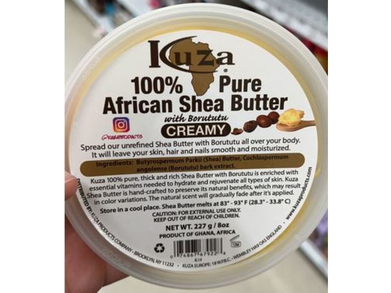 Kuza 100% African Creamy Shea Butter, 8 oz/227 g