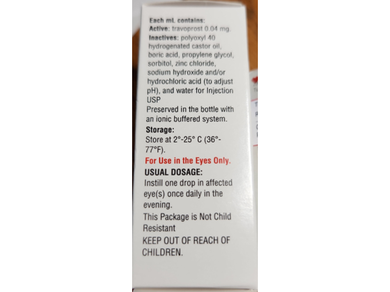 Travoprost Ophthalmic Solustion USP 0.004% (ionic buffered solution), 2.5 mL, Micro Labs Limited