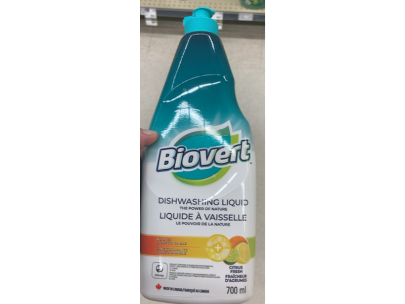 Biovert Dishwashing Liquid, Citrus Fresh, 700 mL