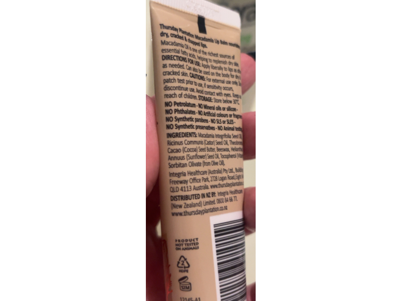 Thursday Plantation Macadamia Ultra Hydrating Lip Balm, 30 g