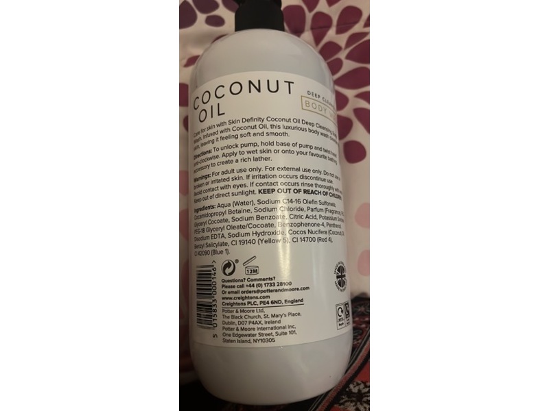 Creightons Deep Cleansing Body Wash, Coconut Oil, 33.8 fl oz/1 L