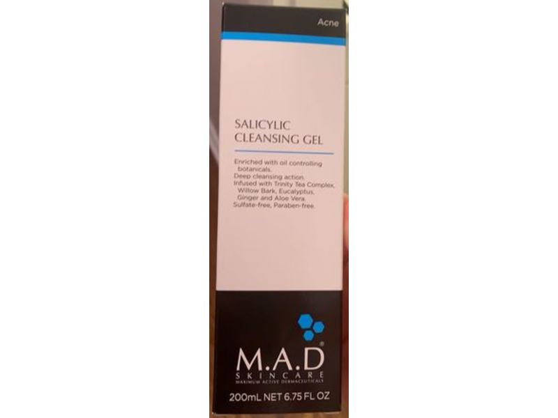M.A.D Skincare Salicylic Cleansing Gel, Acne, 6.75 fl oz/200 mL