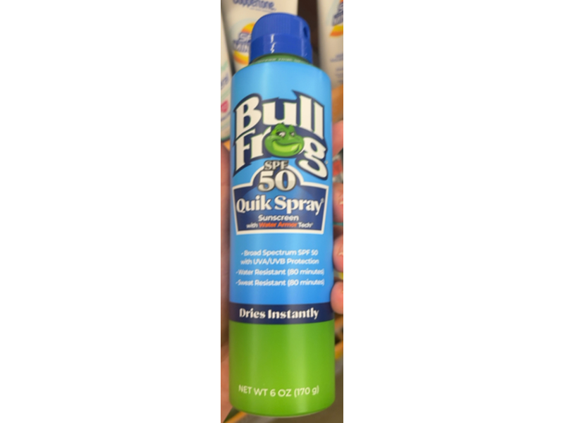 Bull Frog Quik Sunscreen Spray, SPF 50, 6 oz/170 g, Pack Of 2