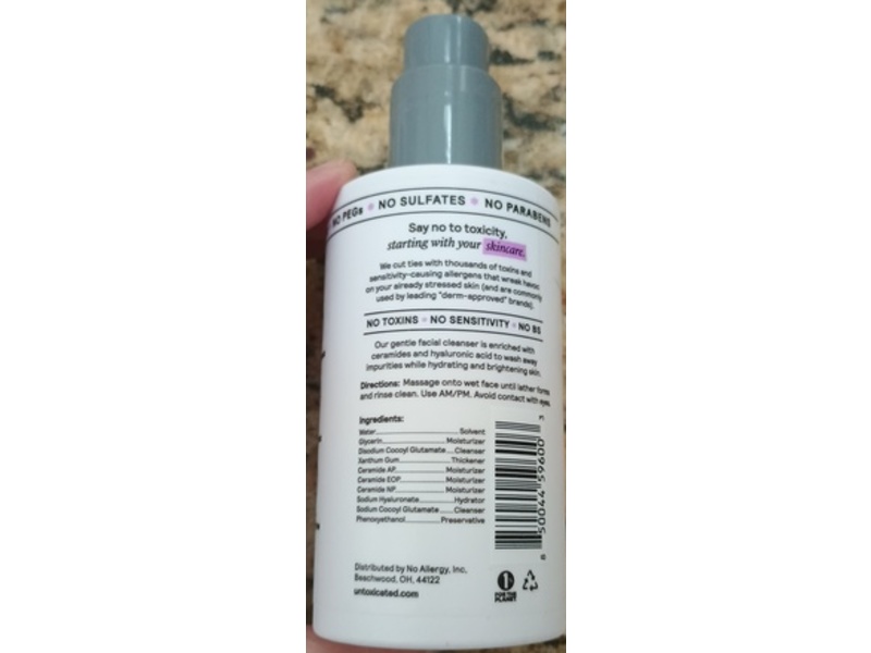 Untoxicated Clean Start Facial Cleanser, Ceramides & Hyaluronic Acid, 7 fl oz/207 mL