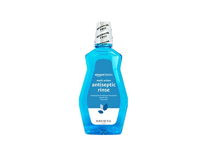 Amazon Basics Multi Action Antiseptic Oral Rinse, Fresh Mint, 33.8 fl oz/1 L