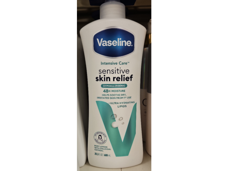 Vaseline Intensive Care Sensitive Skin Relief Body Lotion, Colloidal Oatmeal, 20.3 fl oz/600 mL, Pack Of 4