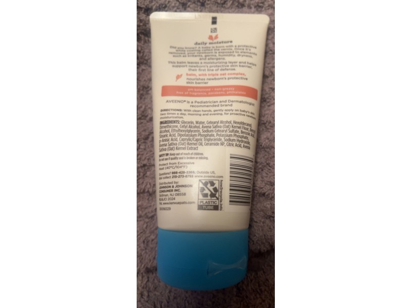 Aveeno Baby Daily Moisture Healthy Start Newborn Balm, Prebiotic Oat, 5 oz/141 g