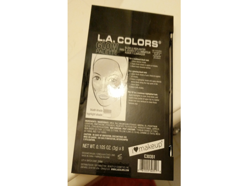 L.A. Colors I Heart Makeup Glow Palette, C30351, 0,105 oz/3 g