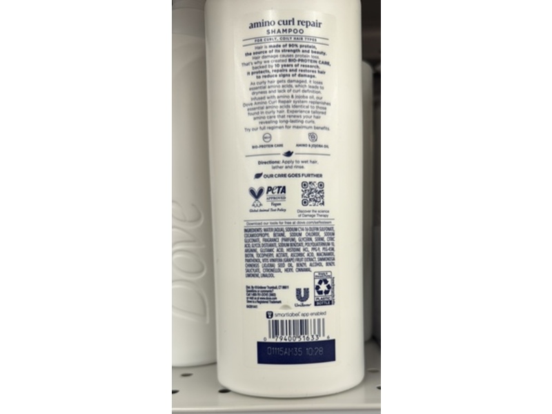 Dove Shampoo, Amino Curl Repair, 18 fl oz/532 mL