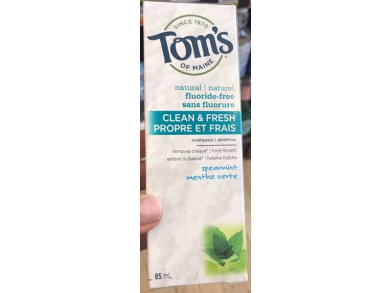 Tom's Of Maine Clean & Fresh Fluoride-Free Toothpaste, Spearmint, 85 mL