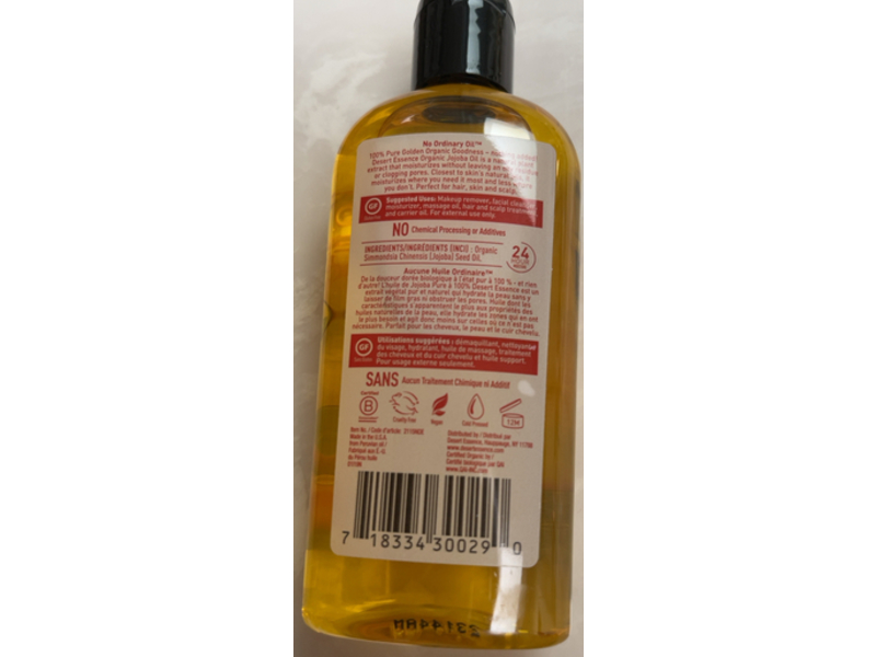Desert Essence Organic Jojoba Oil, 118 mL