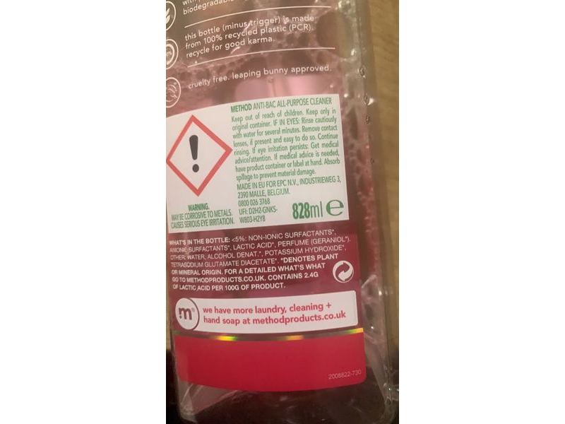 Method Anti-Bac All Purpose Cleaner, Wild Rhubarb, 828 mL