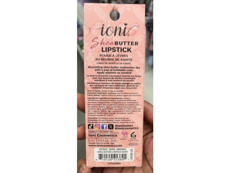 Ioni Shea Butter Lipstick, Nude, 0.13 oz/3.8 g