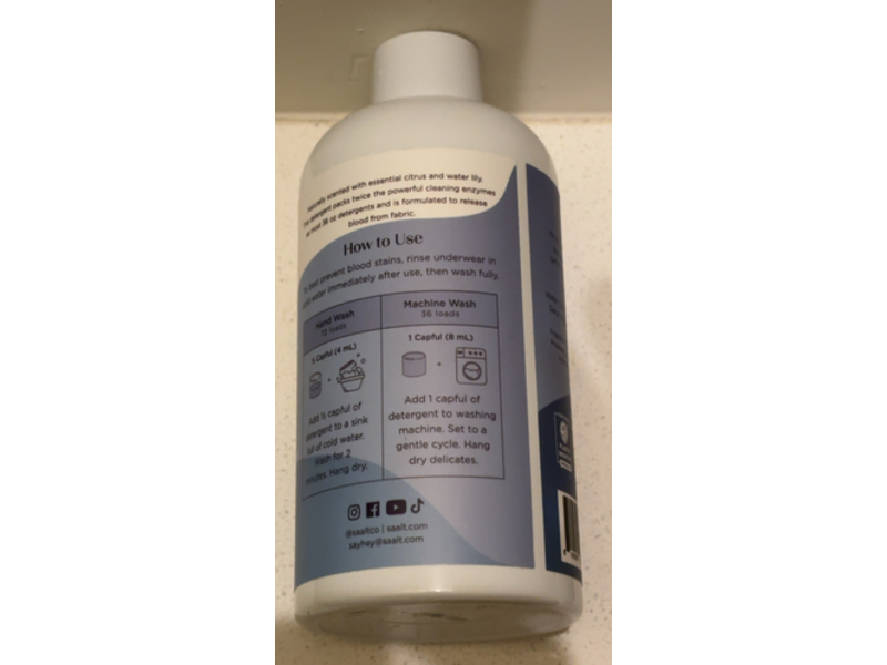 Saalt Period Underwear Detergent, Essential Citrus & Water Lily Scent, 10 oz/295 mL
