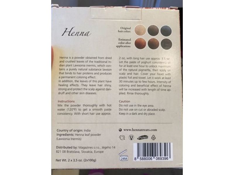 Indian Natural Hair Care Henna Natural Coloring Hair Mask, Copper Red, 3.5 oz/100 g