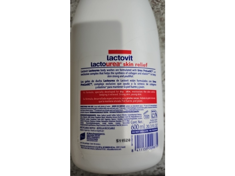 Lactovit Lactourea Dry Skin Body Wash, Urea ProlactiC10, 20.3 fl oz/600 mL