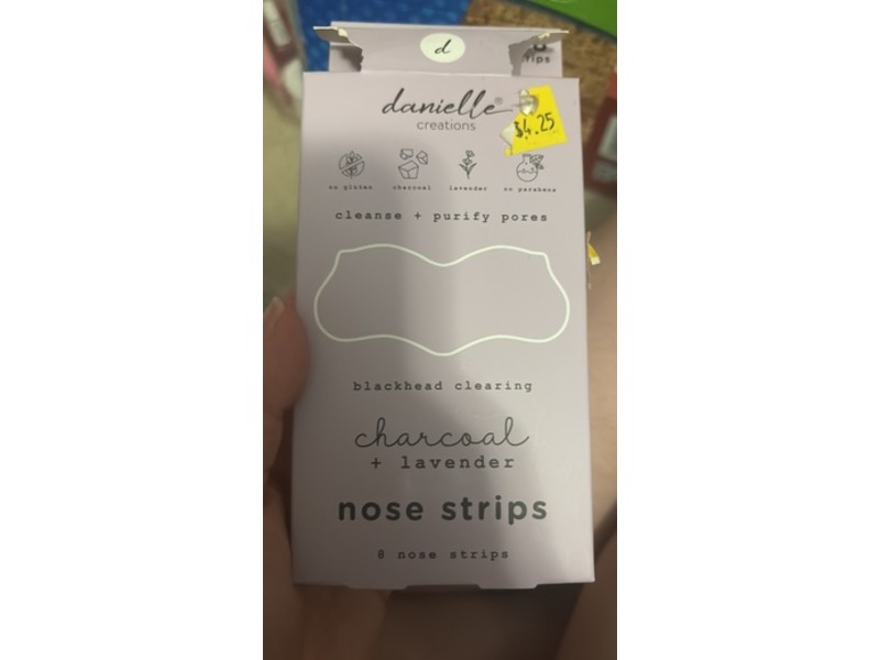 Danielle Creations Blackhead Clearing Nose Strips, Charcoal + Lavender, 8 Count