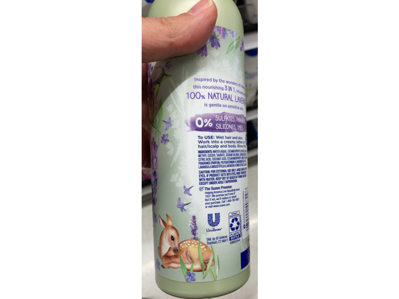Suave Kids 3-In-1 Shampoo, Conditioner & Body Wash, Lavender, 16.5 fl oz/488 mL, Pack Of 2