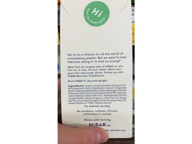 HiBAR Maintain Solid Shampoo, 3.2 oz/90 g