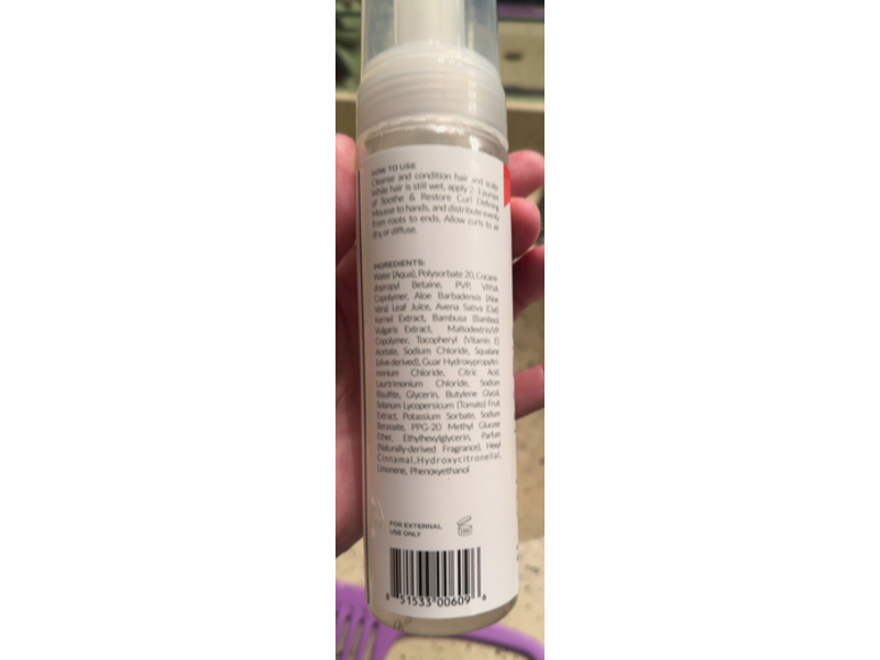 Treluxe Soothe & Restore Curl Defining Mousse, Oat Milk + Vitamin E, 7.1 fl oz/210 mL