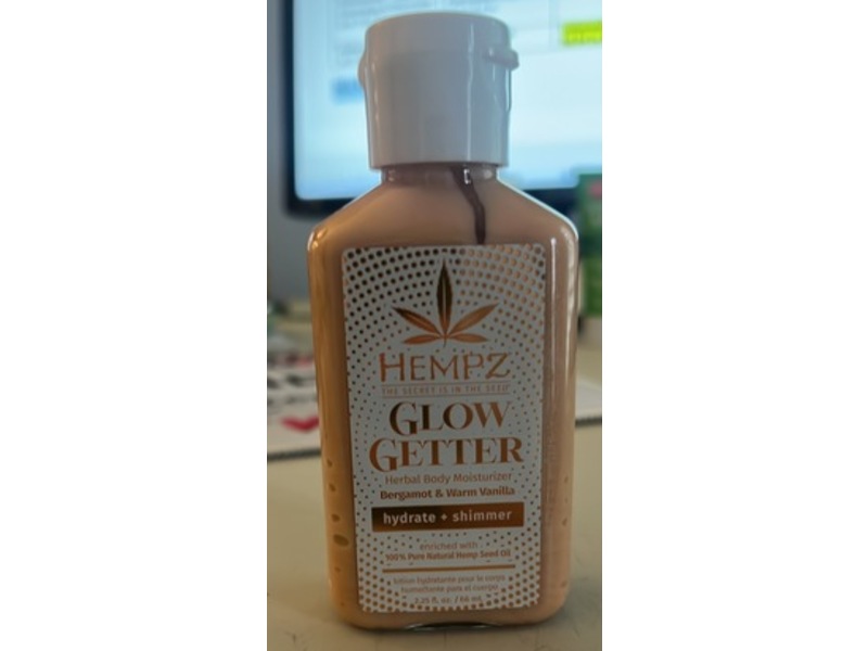 Hempz Glow Getter Herbal Body Moisturizer, Hydrate + Shimmer, 2.25 fl oz/66 mL