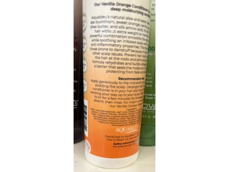 Aquableu Moisturizing & Hydrating Vanilla Orange Conditioner, 8 oz