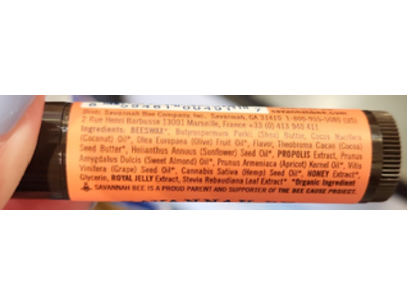 Savannah Bee Company Lip Balm, Peach, 0.15 oz/4.2 g