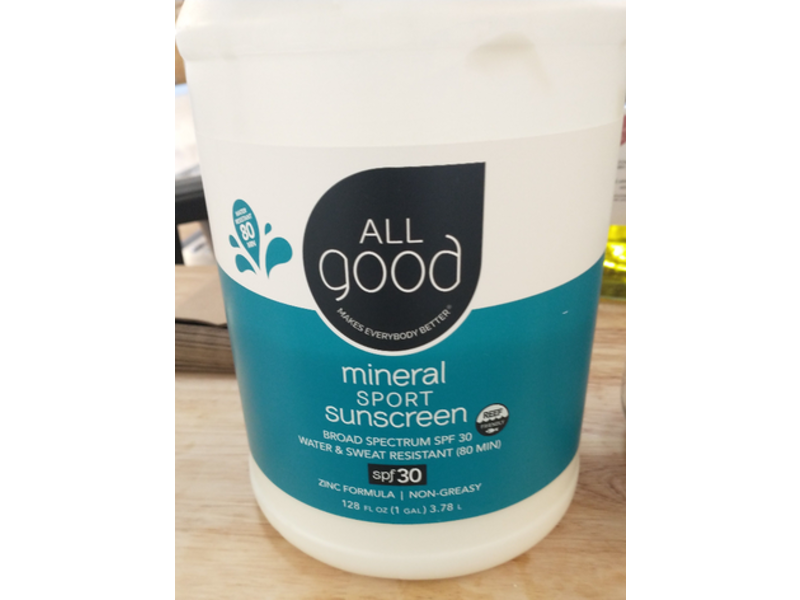 All Good Mineral Sport Sunscreen, SPF 30, 128 fl oz/3.75 L