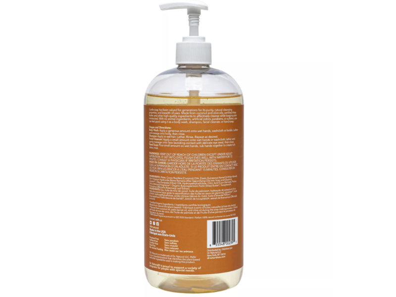 Dr. Natural Body + Face Wash Multipurpose Castile Soap, Almond, 32 fl oz/946 mL