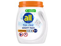 All 4 In 1 Free Clear Mighty PACS Detergent PACS, Advanced OXI, 37.5 oz/1.06 g, 56 Count - thumbnail 1