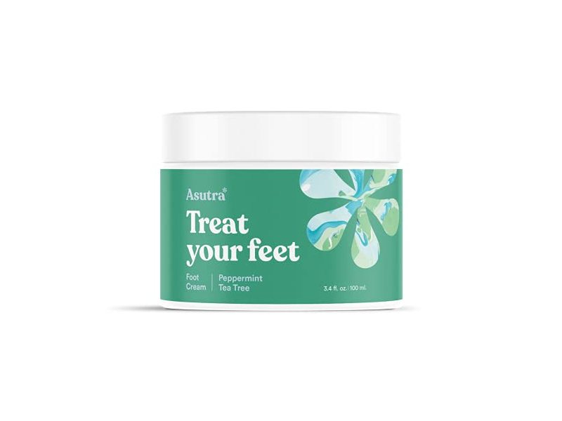 Asutra Treat your Feet Foot Cream, Peppermint & Tea Tree, 3.4 fl oz/100 mL
