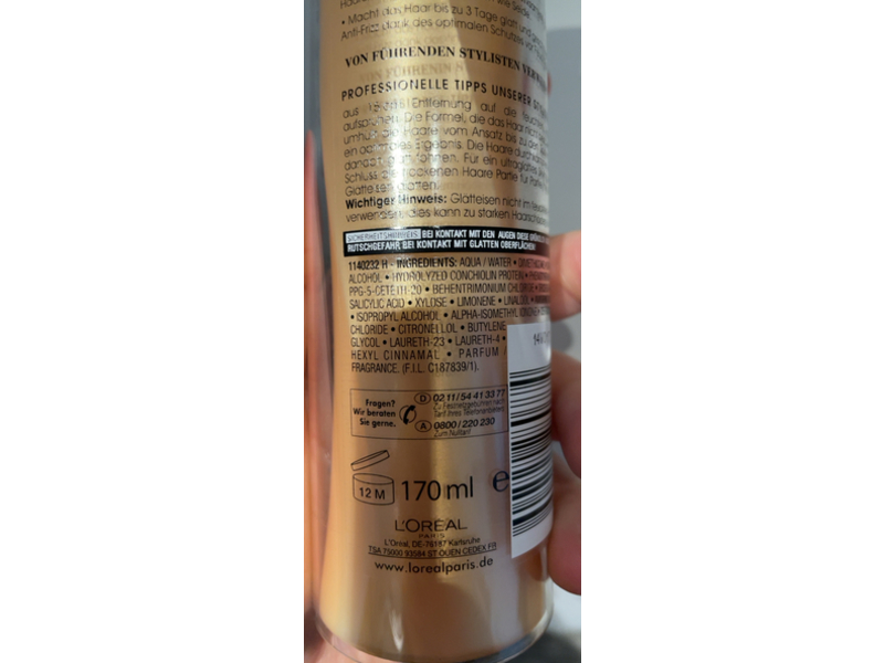L'oreal Elnett De Luxe Heat Protect Styling Hairspray, 170 mL