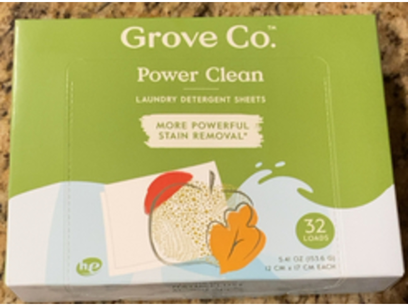 Grove Co. Power Clean Laundry Detergent Sheet, 32 Loads, 5.41 oz/153.6 g