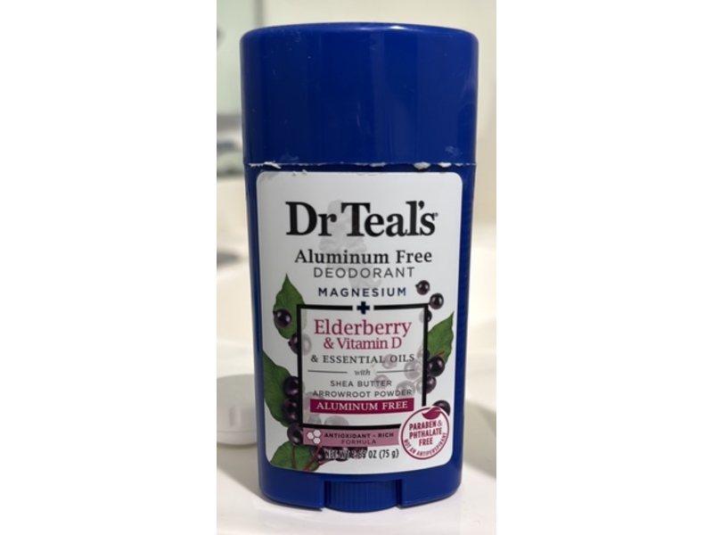 Dr. Teal's Aluminum-Free Deodorant, Magnesium + Elderberry & Vitamin D, 2.65 oz/75 g