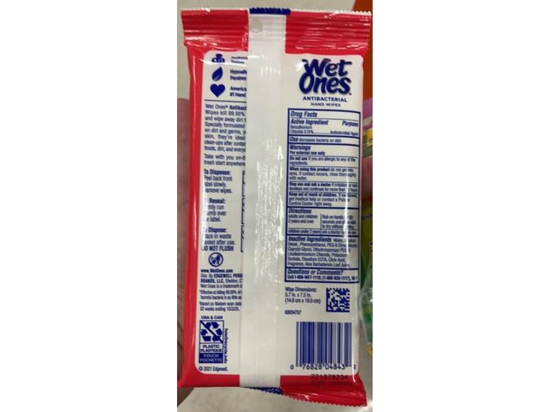 Wet Ones Antibacterial Hand Wipes, Fresh Scent, 20 Count, Pack Of 10