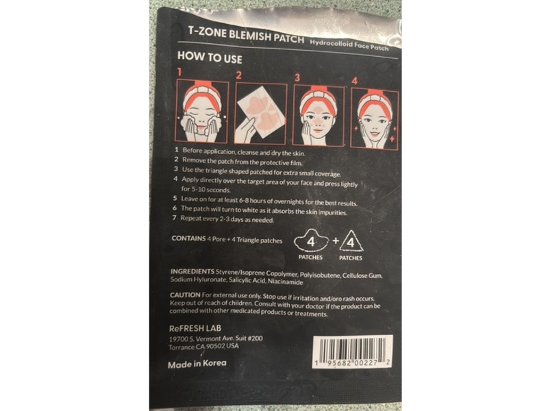Refresh Lab T-Zone Blemish Patch Hydrocolloid Face patch, 4 Count