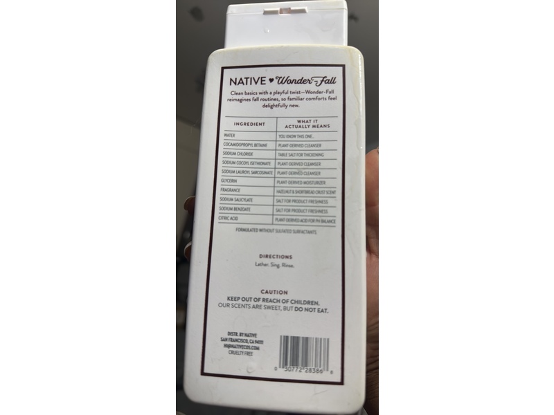 Native Body Wash, Hazelnut & Shortbread Crust, 18 fl oz/532 mL