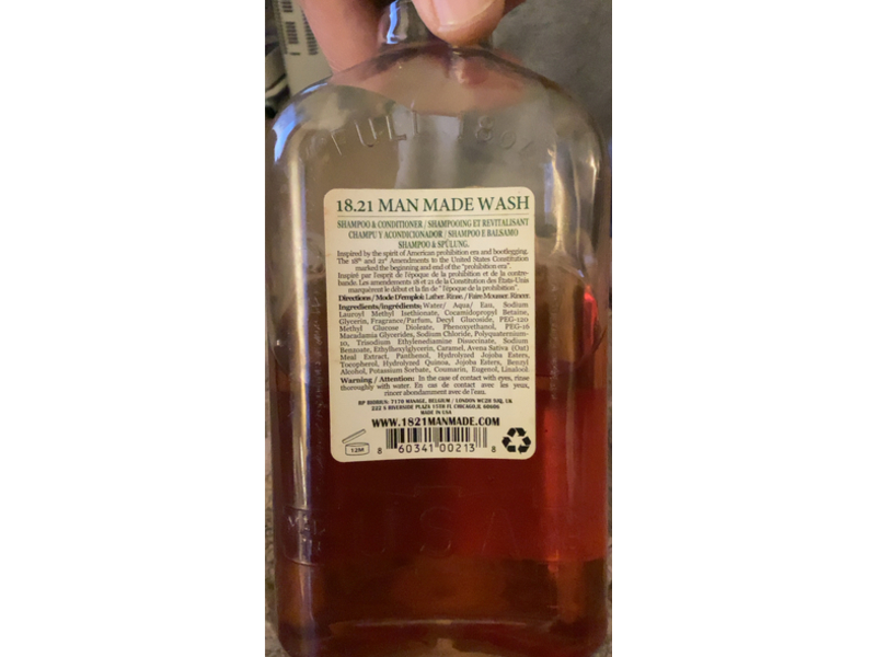 18.21 Man Made Shampoo & Conditioner, Beard, Hair & Body Wash, Spiced Vanilla, 18 fl oz/532 mL