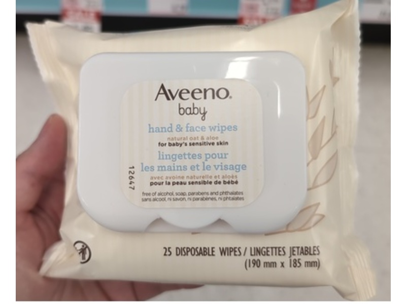 Aveeno Baby Hand & Face Wipes, Natural Oat & Aloe, 25 Count