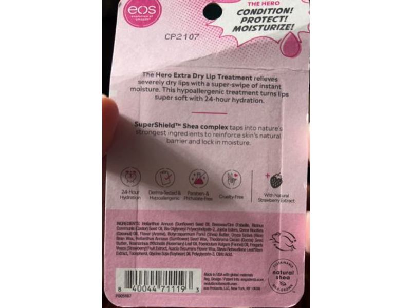 Eos Lip Repair Extra Dry Lip Treatment, Natural Strawberry Extract, 0.14 oz/4 g, Pack of 2