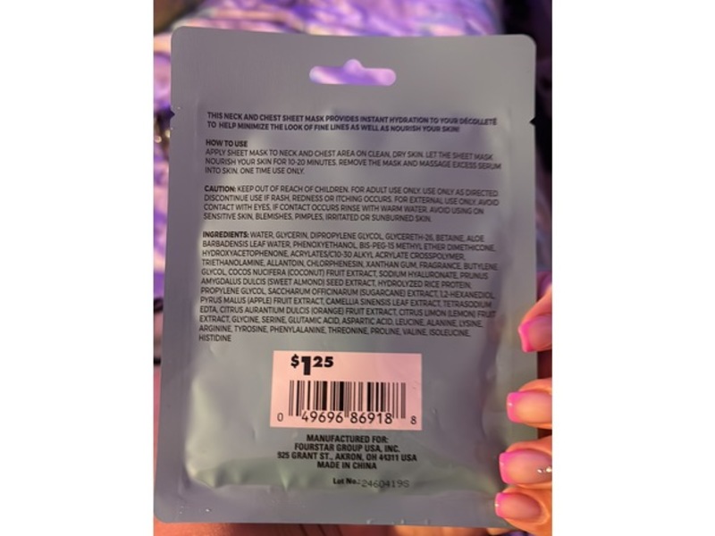 b-Pure Neck & Decollete Sheet Mask, Hyaluronic Acid & Fruit Extract, 0.87 fl oz.25 mL