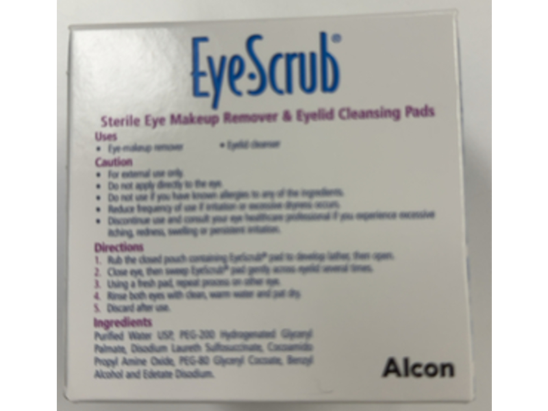 Eye Scrub Sterile Eye Makeup Remover & Eyelid Cleansing Pads 30 Count, Pack Of 6
