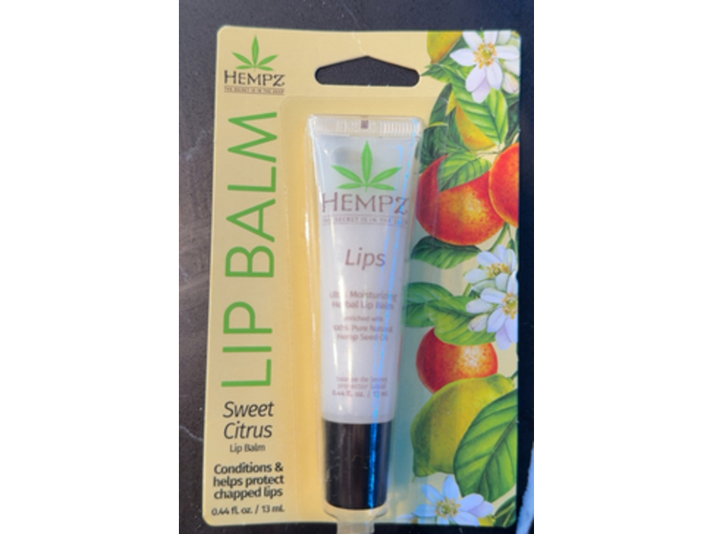 Hempz Ultra Moisturizing Herbal Lip Balm, Sweet Citrus, 0.44 fl oz/13 mL