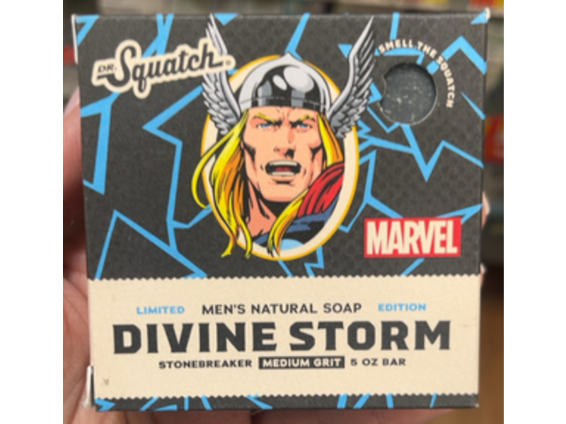Dr. Squatch Marvel Men's Natural Soap, Divine Storm Medium Grit, 5 oz