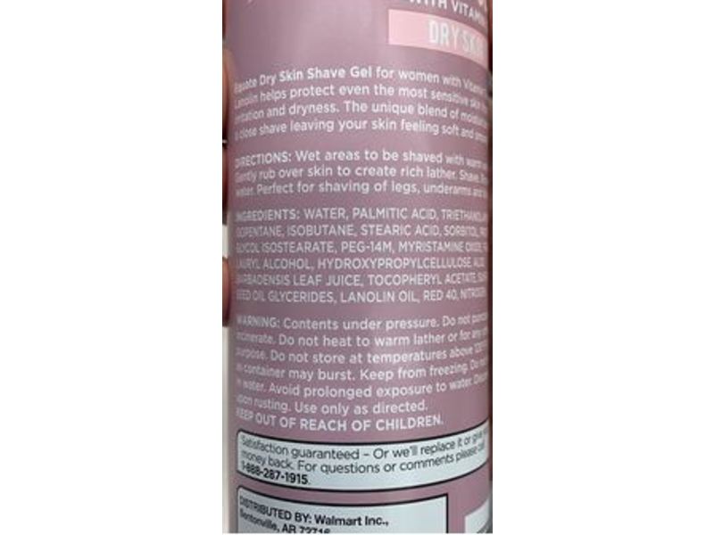 Equate Shave Gel, Vitamin E, 7 oz/198 g