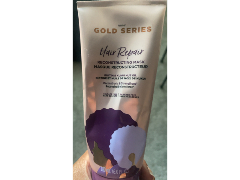 Pantene Gold Series Reconstructing Hair Mask, Biotin & Kukui Nut Oil, 6.0 fl oz