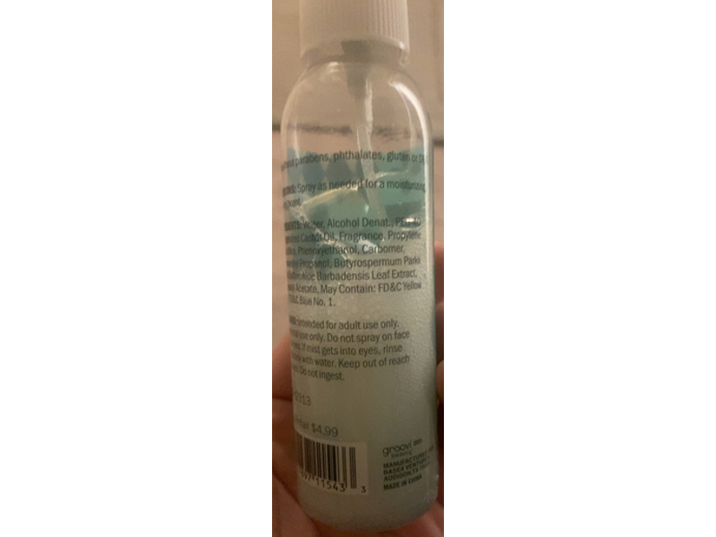 Groovi Beauty Sweet Shimmer Body Mist, Whipped Vanilla, 4.1 fl oz/120 mL